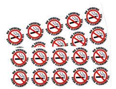 20 – NO SMOKING $250 CLEANING FEE sticker | white | 1.5″ dia | outdoor durable