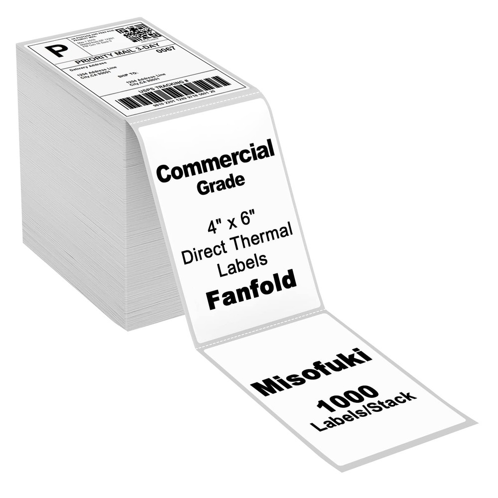 4×6 1 Stack 1000 Labels Fanfold Direct Thermal Labels with Rollo, MUNBYN, Zeb…