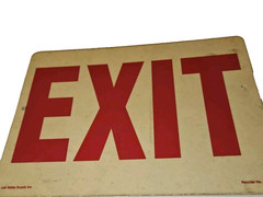 Vintage Plastic Exit Sign off white and red