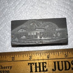 Printing Block ( House And Landscape ) Clouds Etc.