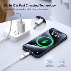 5 Pack USB C to Lightning Charge Adapter for iPhone 16 15, Lightning to USB C