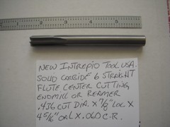 NEW INTREPID TOOL USA .436″ CUT X 7/8″LOC X 4.3″OAL X .060″ C.R. CARBIDE EM/REAM