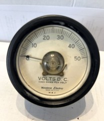 VINTAGE Western Electric DC Voltmeter Gauge, 0-50 Volts, 1000 Ohms per Volt,