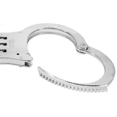 POLICE Handcuffs Professional Heavy Duty Metal Steel Hinged Double Lock – Silver