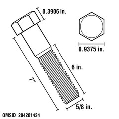 5/8 In.-11 X 7 In. Zinc Plated Hex Bolt (10-Pack)