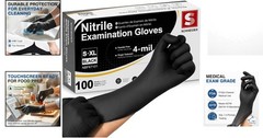 Heavy-Duty Latex-Free Disposable Nitrile Gloves – 100 Count Black Food Safe