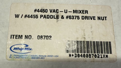 Whip Mix Vac-U-Mixer #4450 Plastic Bowl (3 in / 300 mL) + Lid, Hose, Paddle, Nut