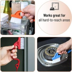 Window Track Cleaning Brush with Ergonomic Handle and Built-in Scraper, Multipur