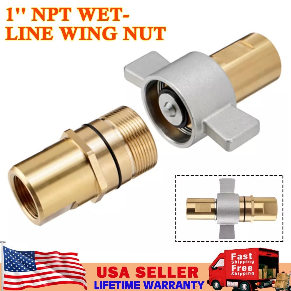1″ NPT Wet-Line Wing Nut Hydraulic Quick Disconnect Coupler / Coupling Set