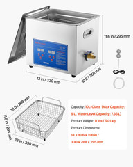 10L Ultrasonic Cleaner 40kHz Digital Stainless Steel Parts Cleaning Machine