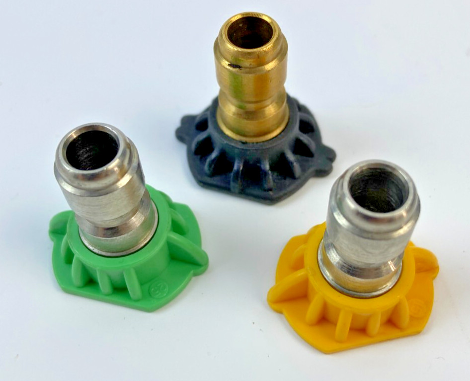 General Pump Pressure Washer Quick Connect Nozzle lot of 3 Green Yellow Black