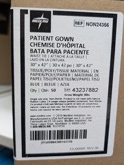 Patient Gowns 50-Box NON24356 Blue Sleeveless Single Use Disposable Exam X-ray