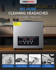 CREWORKS Stainless Steel 10L Ultrasonic Cleaner w/ Timer for Jewelry Dentures