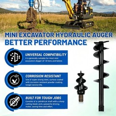 Mini Excavator Attachment Hydraulic 200mm Auger Drill with 30mm Pin FREE SHIP