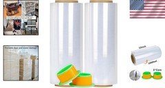 Durable 80 Gauge Clear Stretch Film with Handles – 12” x 1000′ for Easy Packing