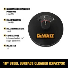 DEWALT 18 in. Surface Cleaner w/ Cold Water Pressure Washer Rated up to 3700 PSI