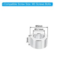 10 Pcs M3 Aluminum Spacers 3.1mm ID x 5mm OD x 3mm L Spacer Screw Standoff