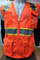 TFX Two Tone High Visibility Reflective Orange Safety Vest with ID pocket