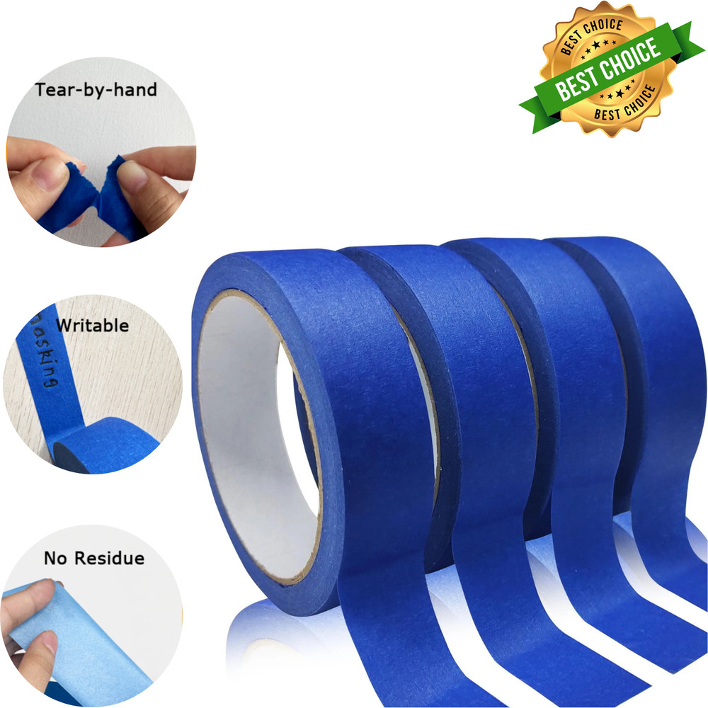 4 Rolls Premium Painters Tape Blue Masking Paint Multi-Purpose 88yd X 0.94″ DIY