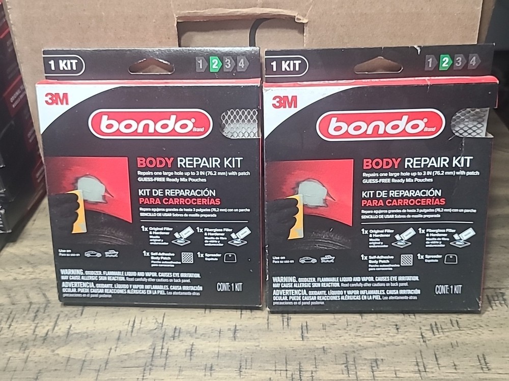 2 BOXES! Bondo Body Repair Kit BRKIT-2PK-ES, Ready Mix Pouches, 2 oz-1EA