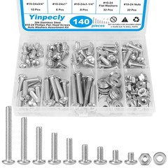 140pcs Phillips Pan Head Machine Screws Nuts Washers Assortment Kit,304 Stain…