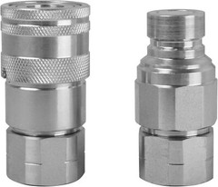 2Sets Flat Face Hydraulic Quick Connect Coupler Set, 1/2″ Body x 1/2″ NPT Thread
