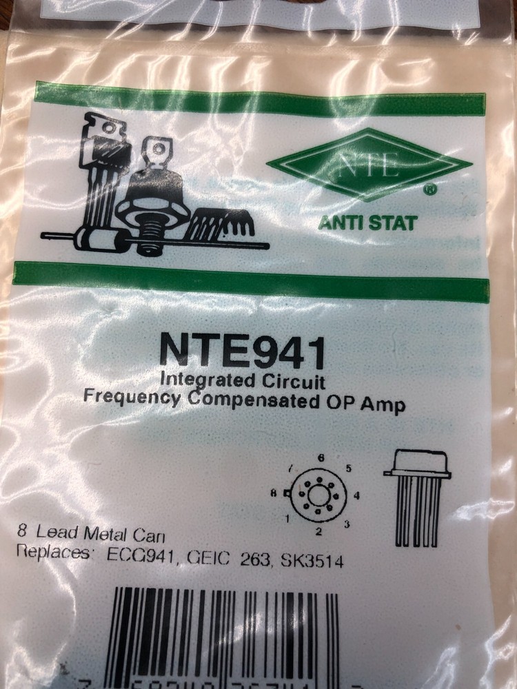 NTE Electronics NTE941 Integrated Circuit Frequency Compensated OP Amp