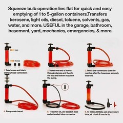 Multi-Use Liquid Transfer Siphon Hand Pump US For Fuel Diesel Oil Kerosene Water