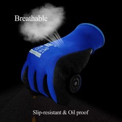 Gasoline 13Gauge Polyester Latex Crinkle Palm Dipped Blue Gloves / 12Pairs