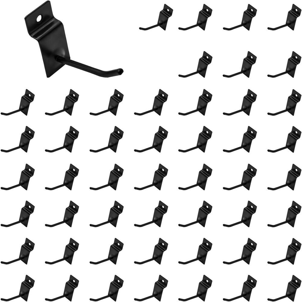 50Pcs 2 Inches Black Slatwall Panel Hooks Bulk Set, Metal Slat Wall Hanging D…