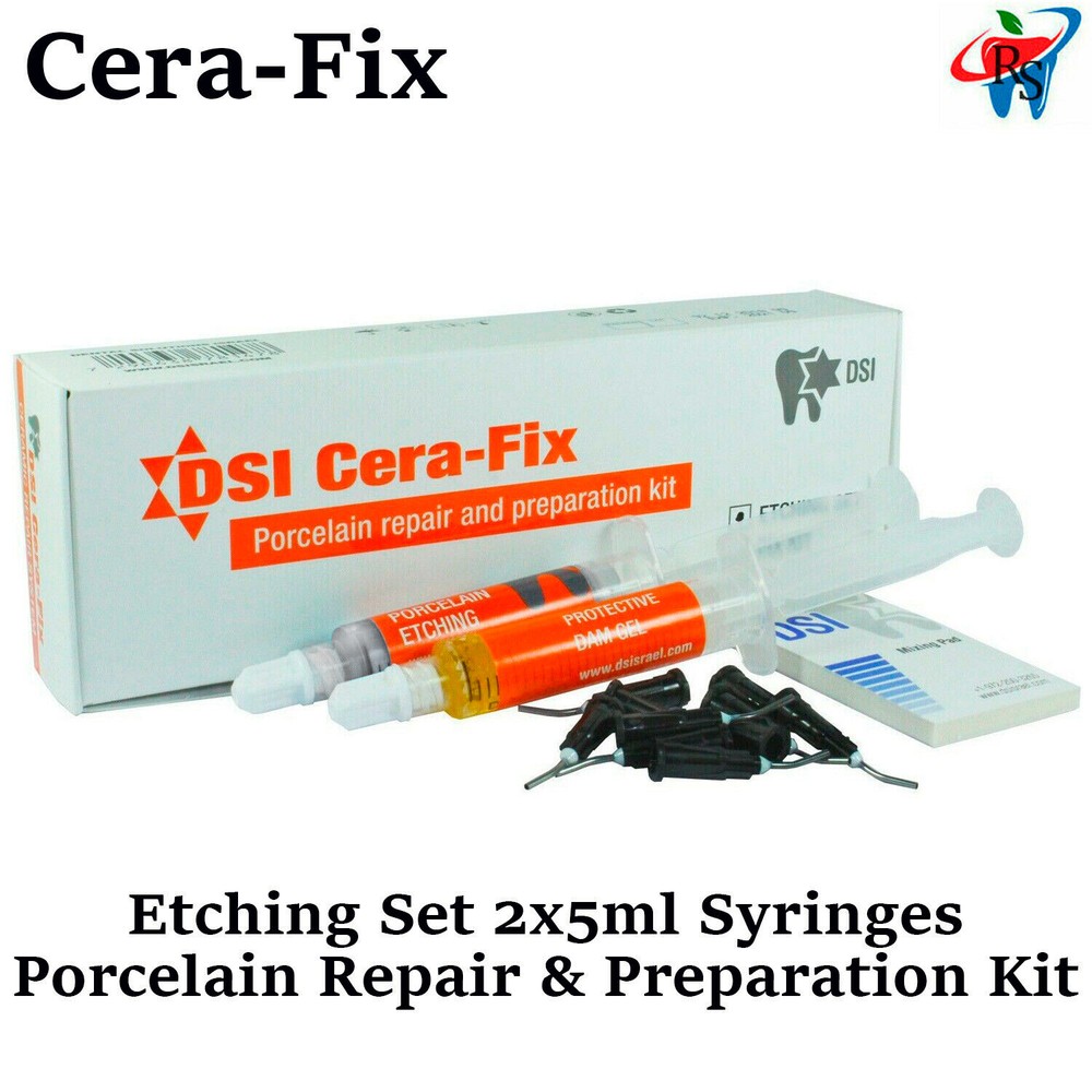 Dental Cera-Fix Repair Kit Porcelain Gel Ceramic Metal Etch Protecting Ceramgel