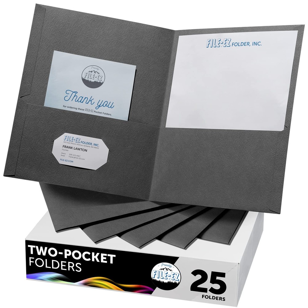 Two-Pocket Folders, Dark Gray Color, 25-Pack, Textured Paper, Matte Finish, L…