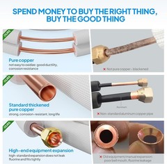 ROVSUN 25 Ft Mini Split Installation Kit 1/4 3/8 Copper PipeswithInsulationforAC