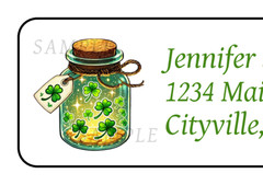 Glowing Shamrock Jar Gold Coin Personalized Return Address Labels Stickers Tags