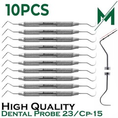 10 Piezas Exploradores Dentales 23/UNC15 Instrumentos Periodontales Doble Punta