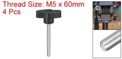 4Pcs Tee Wing Knobs Thumb Screws, M5 x 60mm Clamping Screw Knob 36mm Dia., Black
