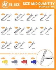 Pin Connector Kit for Car Electrical Wire Connectors Terminal, 944 Pcs