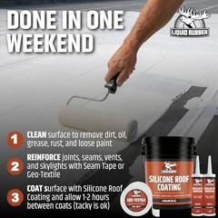 Liquid Rubber Silicone Roof Coating – UV-Reflective, No Primer Needed, One-Co…