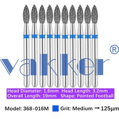 10pc/pk Diamond Burs Shape Football Diamond Bur Super Fine Medium Coarse