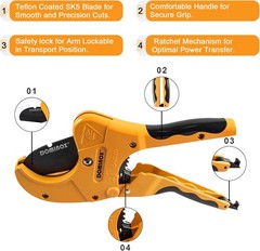 DOMINOX PVC Pipe Cutter, Ratchet PVC Cutting Tool, Cuts up to 2-1/2″ Pipe