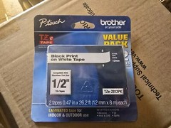 Brother P-touch TZe-231 2PK Label Tape 1/2” Black Print on White 2 Pack