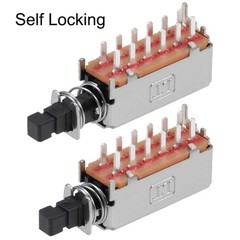 Push Button Switch, 4PDT 12 Pin 1 Position Self-Locking,Black 10PCS