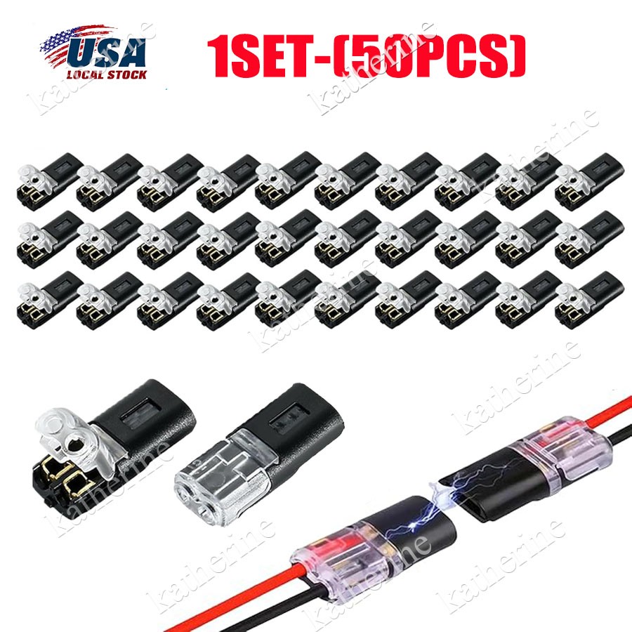 200pcs Double-Wire Plug-in Connector, Cable Clamp with Locking Buckle, AWG 18-22