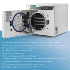 22L Class B Dental Autoclave Vacuum Drying Steam Sterilizer Built-in Printer