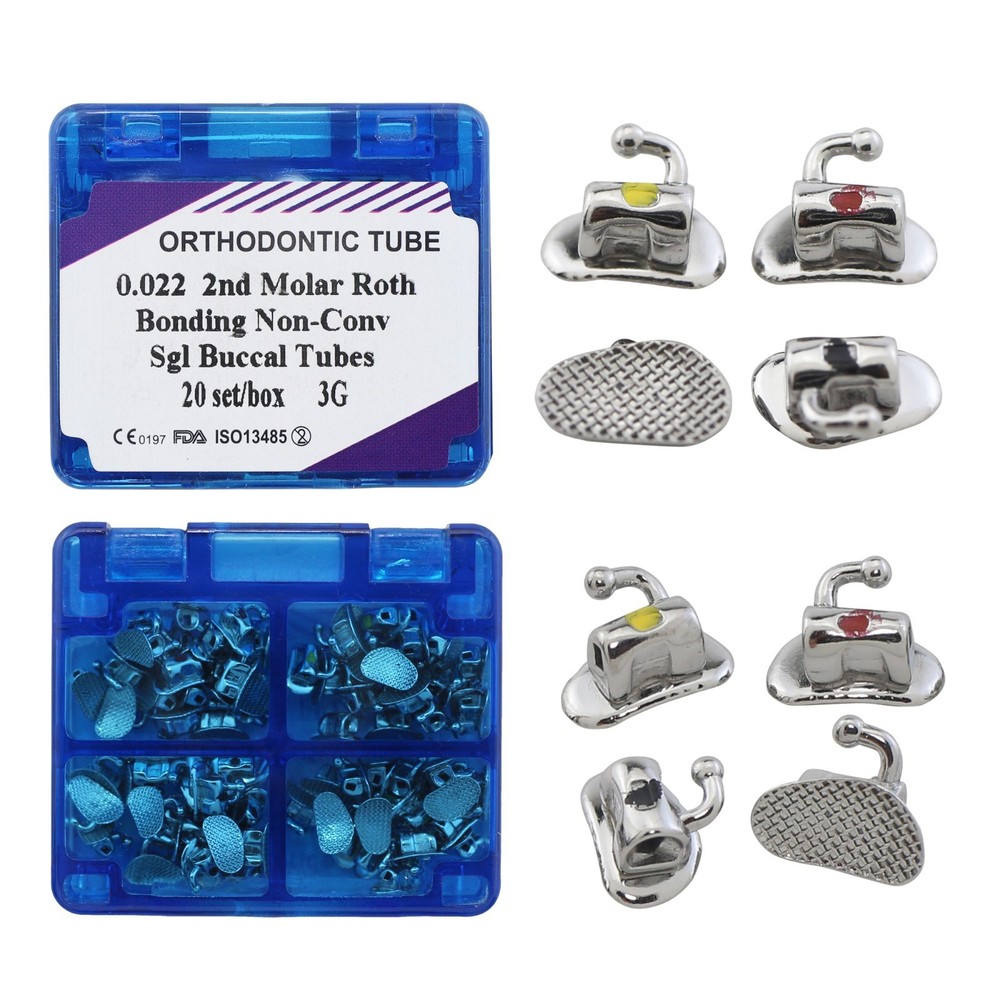 80pcs Dental Orthodontic Buccal Tubes 2nd Molar Roth 022 3G tubos de ortodoncia