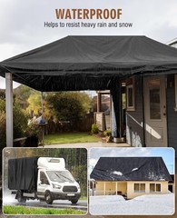 HIRALIY 20 Mil Heavy Duty Waterproof Tarp, 10x10ft Black Tarpaulin with Reinf…