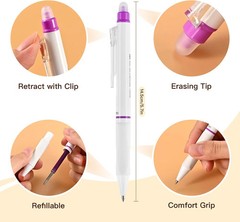 Erasable Gel Pens, 6 Colors Retractable 0.7mm Fine Point Erasable Pens Clicker +