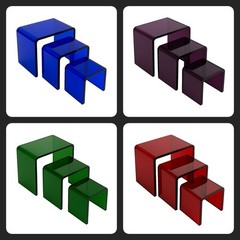 T’z Tagz Acrylic Risers – 3pc Set (3″, 4″, 5″) Colorful Tiered Display Stands