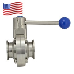 1.5″ inch 38 MM Sanitary Butterfly Valve Tri Clamp W/ 2″ ferrule Stainless Steel