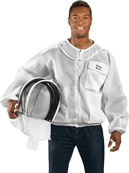Bee & Co K84 Ultralight Beekeeper White Jacket w/ Fencing Veil, size = Adult XL